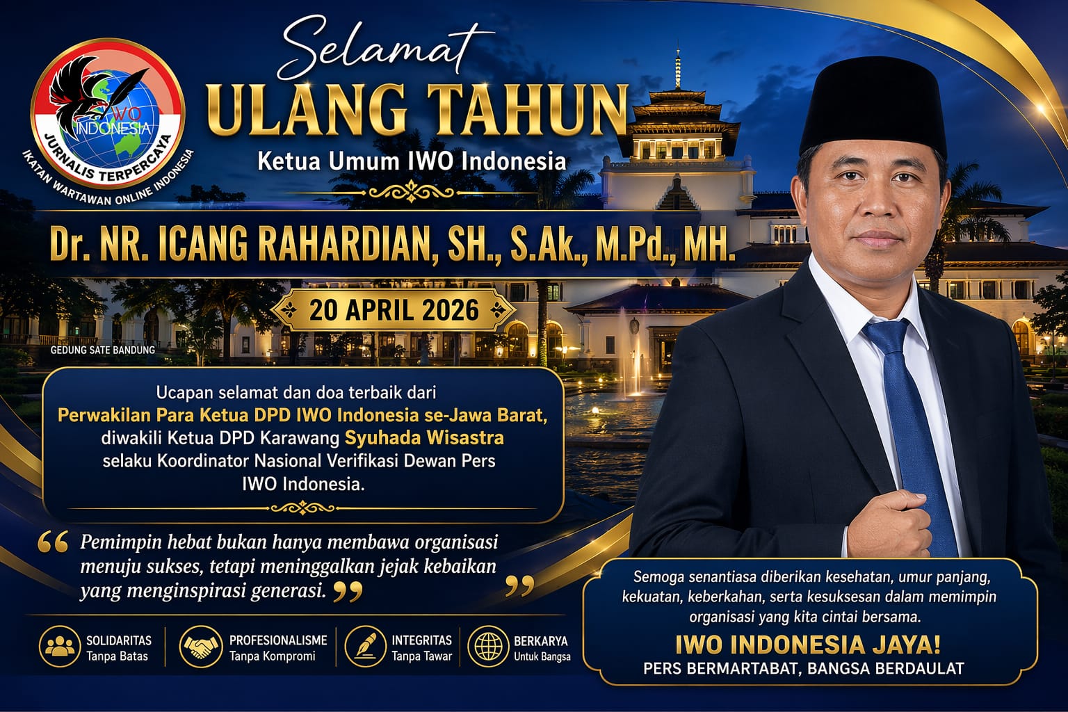 Ketua DPW Sumsel Puji Kepemimpinan Visioner Dr. Icang Rahardian di Hari Ulang Tahun