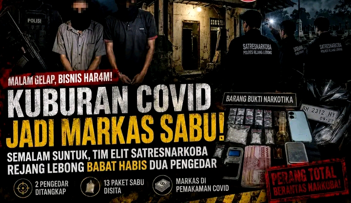 Polisi Gerebek Markas Diduga Transaksi Sabu di Kawasan Pemakaman Covid-19 Rejang Lebong