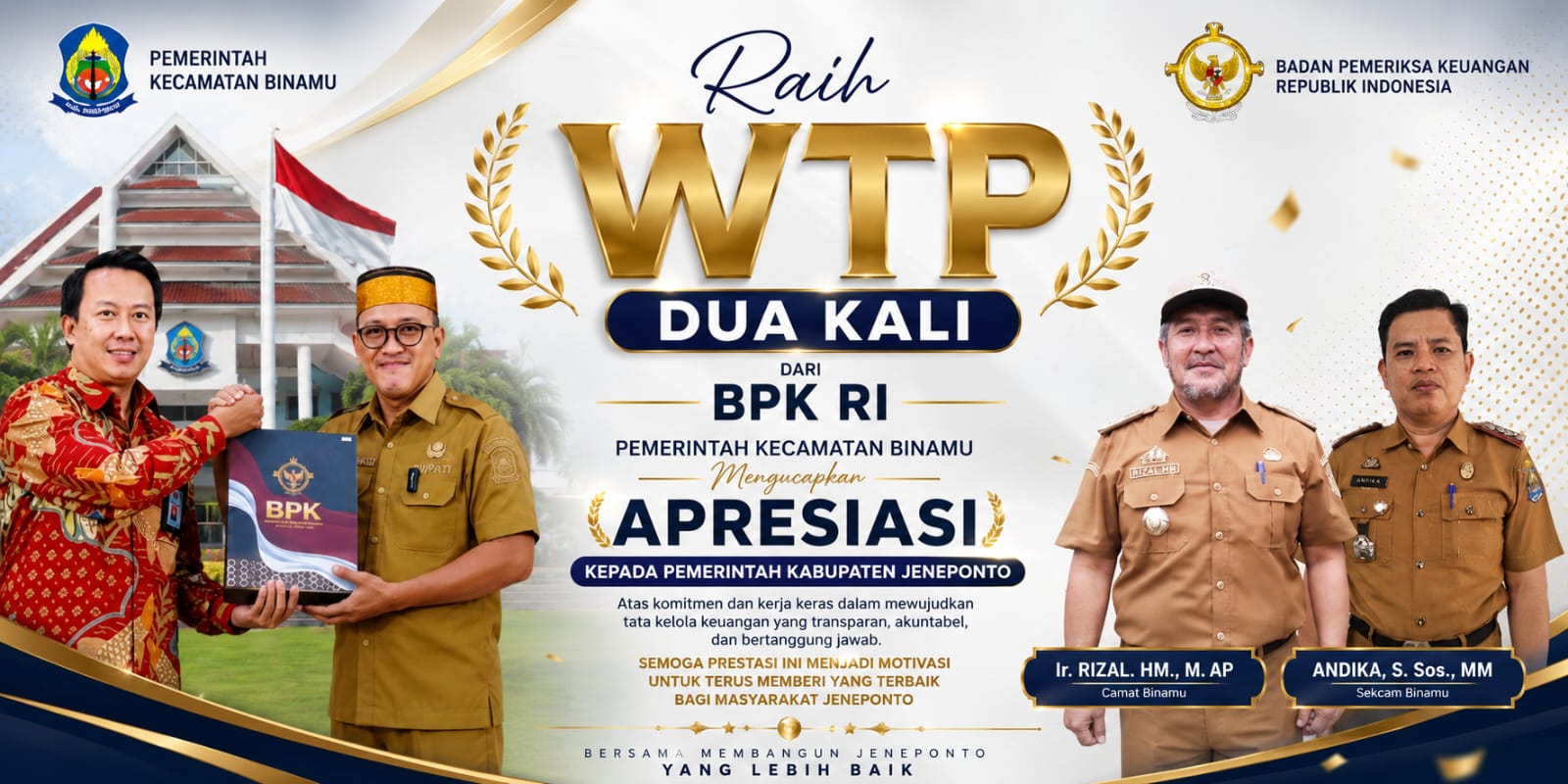 Camat Binamu Apresiasi Keberhasilan Pemkab Jeneponto Raih Opini WTP Dua Tahun Berturut-turut